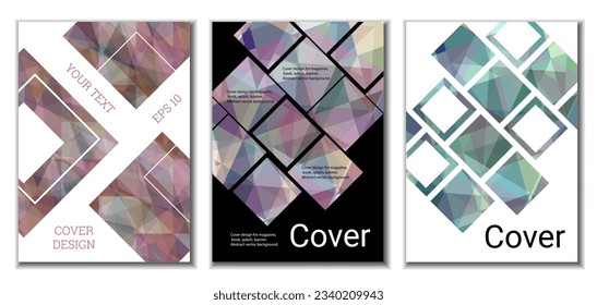 Cover design. Set of 3 covers. Unusual bright gradient abstract background for magazine, book, splash, banner, vector.