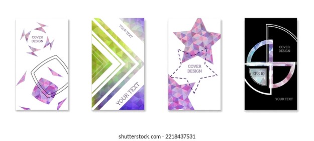Cover design. Set of 4 covers. Unusual bright gradient abstract background for magazine, book, splash, banner, vector.