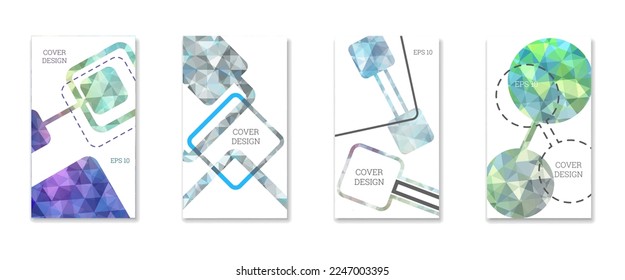 Cover design. Set of 4 covers. Unusual bright gradient abstract background for magazine, book, splash, banner, vector.