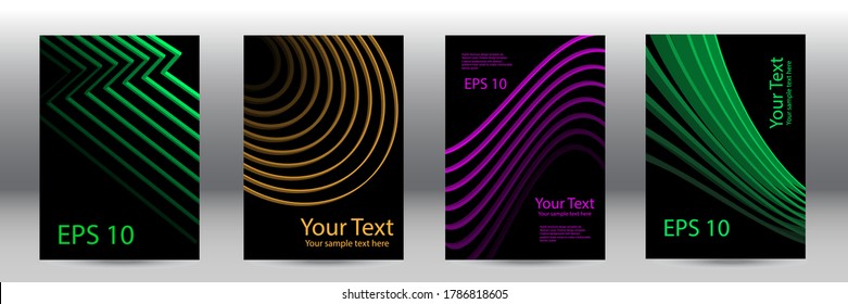 Cover design. Set of abstract backgrounds, vector. Volumetric geometric shapes. Cover design for magazine, book, splash, banner.