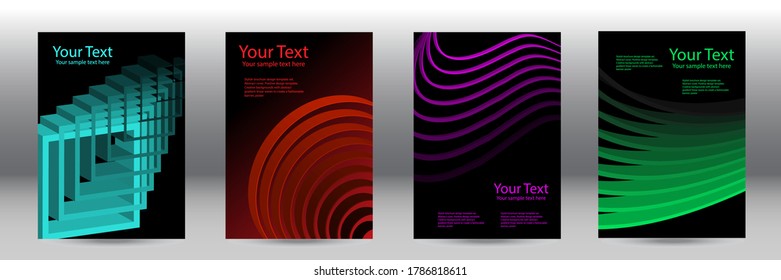 Cover design. Set of abstract backgrounds, vector. Volumetric geometric shapes. Cover design for magazine, book, splash, banner.