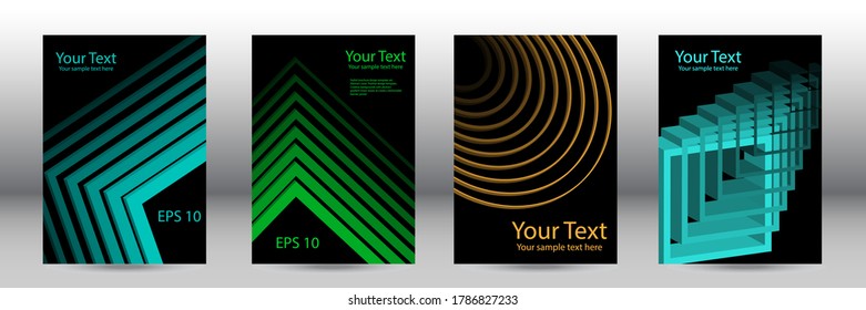 Cover design. Set of abstract backgrounds, vector. Volumetric geometric shapes. Cover design for magazine, book, splash, banner.