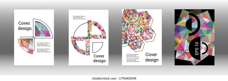 Diseño de portada. Conjunto de antecedentes abstractos para revista, libro, splash, banner, Vector.