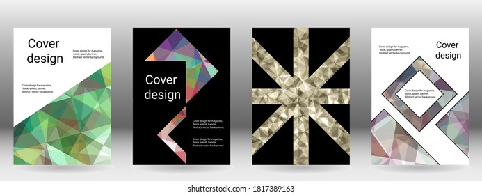 Diseño de portada. Conjunto de antecedentes abstractos para revista, libro, splash, banner, Vector.