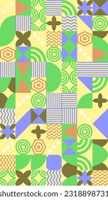 Cover design set bauhaus minimal 20s geometric style with geometry figures and shapes circle, triangle. square. Human psychology and mental health concept illustration.