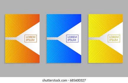 Cover Design set. Brochure template layout with gradients and abstract lines. Vector illustration.