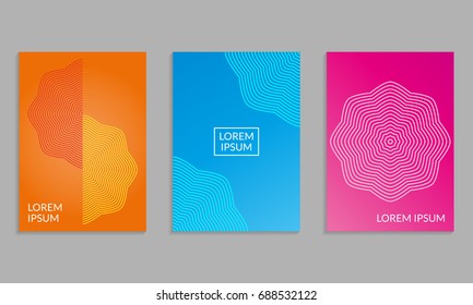 Cover Design set. Brochure template layout with gradients. Covers abstract geometric pattern. Vector illustration.