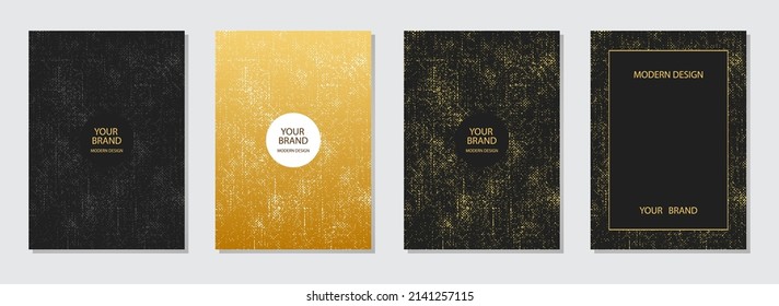 Cover design set. Collection of vertical templates. Grunge texture, frame for text. Geometric abstract unique backgrounds for brochure, catalog, book, poster, flyer, invitation design.