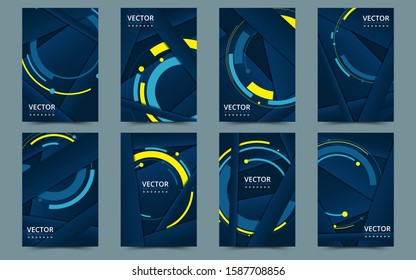 Cover design set. Corporate business template for brochure, report, catalog, magazine, book, booklet. Layout with modern elements and abstract background. Vector Illustration