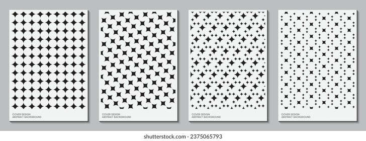Cover design with a set of curved geometric patterns. Background with space for your text. Ideas for magazine covers, brochures and posters. Vector illustration.