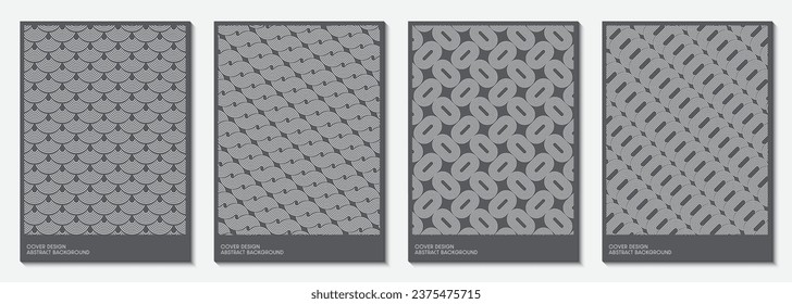Cover design with a set of curved geometric patterns. Background with space for your text. Ideas for magazine covers, brochures and posters. Vector illustration.