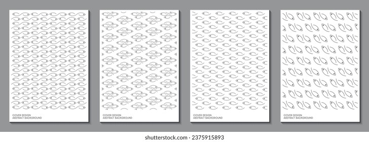 Cover design with a set of curved geometric patterns. Background with space for your text. Ideas for magazine covers, brochures and posters. Vector illustration.