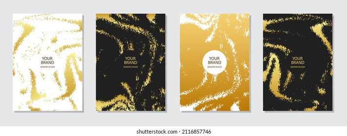 Cover design set. Multicolored backgrounds, golden grunge texture. Geometric shiny pattern. Collection of vertical templates. Vector shape for cover template for brochure, book, booklet, poster.