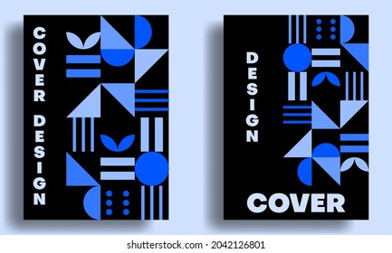 cover design set template with geometric pattern shape