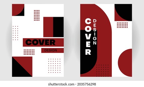 Cover-Design-Set-Vorlage mit roter und schwarzer geometrischer Form