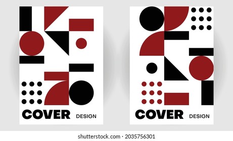 cover design set template with red and black geometric shape