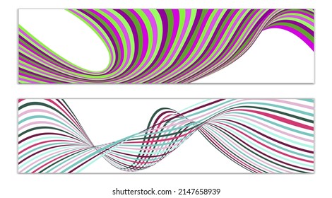 Diseño de portada. Conjunto de plantillas de diseño. Fondos creativos con líneas de onda de gradiente abstracto, cintas para crear banner de moda, afiche
