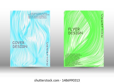 Cover design.  A set of trendy covers. Wave lines.Striped background.  Trendy geometric patterns. EPS10 Vector Design.