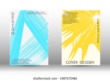 Cover design.  A set of trendy covers. Wave lines.Striped background.  Trendy geometric patterns. EPS10 Vector Design.