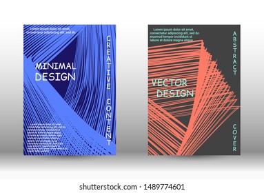 Cover design.  A set of trendy covers. Wave lines.Striped background.  Trendy geometric patterns. EPS10 Vector Design.