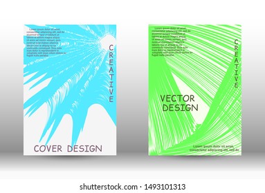 Cover design.  A set of trendy covers. Wave lines.Striped background.  Trendy geometric patterns. EPS10 Vector Design.