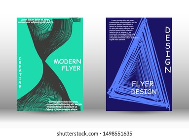 Cover design.  A set of trendy covers. Wave lines.Striped background.  Trendy geometric patterns. EPS10 Vector Design.
