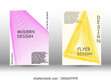 Cover design.  A set of trendy covers. Wave lines.Striped background.  Trendy geometric patterns. EPS10 Vector Design.