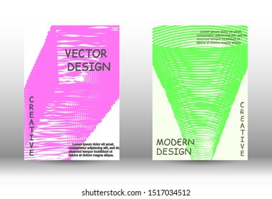 Cover design.  A set of trendy covers. Wave lines.Striped background.  Trendy geometric patterns. EPS10 Vector Design.