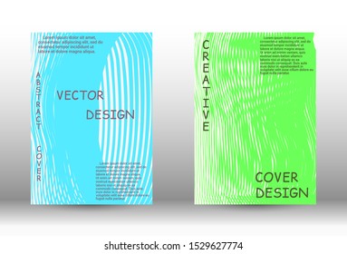 Cover design.  A set of trendy covers. Wave lines.Striped background.  Trendy geometric patterns. EPS10 Vector Design.