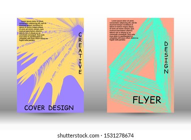 Cover design.  A set of trendy covers. Wave lines.Striped background.  Trendy geometric patterns. EPS10 Vector Design.