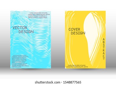 Cover design.  A set of trendy covers. Wave lines.Striped background.  Trendy geometric patterns. EPS10 Vector Design.