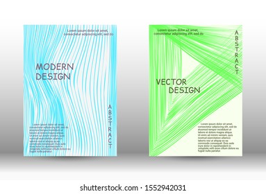 Cover design.  A set of trendy covers. Wave lines.Striped background.  Trendy geometric patterns. EPS10 Vector Design.