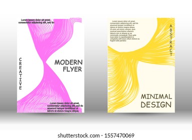 Cover design.  A set of trendy covers. Wave lines.Striped background.  Trendy geometric patterns. EPS10 Vector Design.