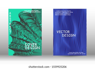 Cover design.  A set of trendy covers. Wave lines.Striped background.  Trendy geometric patterns. EPS10 Vector Design.