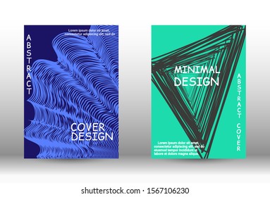 Cover design.  A set of trendy covers. Wave lines.Striped background.  Trendy geometric patterns. EPS10 Vector Design.