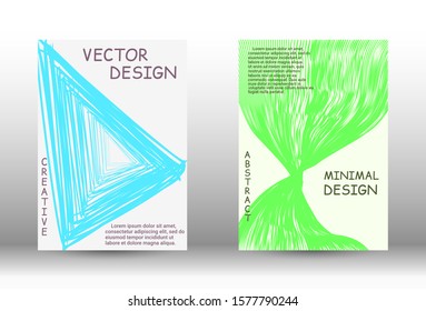 Cover design.  A set of trendy covers. Wave lines.Striped background.  Trendy geometric patterns. EPS10 Vector Design.