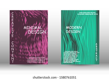 Cover design.  A set of trendy covers. Wave lines.Striped background.  Trendy geometric patterns. EPS10 Vector Design.