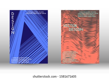 Cover design.  A set of trendy covers. Wave lines.Striped background.  Trendy geometric patterns. EPS10 Vector Design.