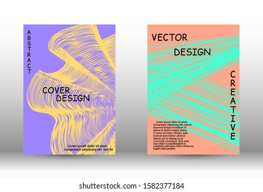 Cover design.  A set of trendy covers. Wave lines.Striped background.  Trendy geometric patterns. EPS10 Vector Design.