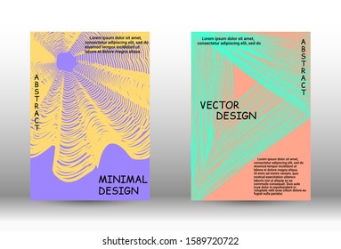 Cover design.  A set of trendy covers. Wave lines.Striped background.  Trendy geometric patterns. EPS10 Vector Design.