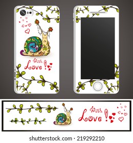 cover design of the smart phone back. Original set of mobile phone cases and doodle elements