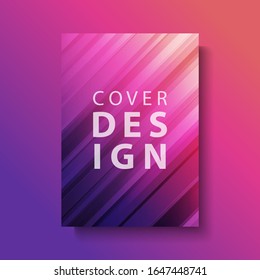 Cover design with straight diagonal lines and modern abstract color gradient. Template for brochures, posters, banners and cards. Vector illustration.