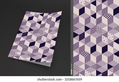 Cover design template. 3d blocks structure background. Vector illustration. 
