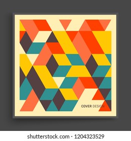 Cover design template. 3d blocks structure background. Vector illustration. 