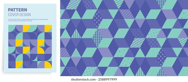 Cover design template. 3d blocks structure background. Abstract geometric design. Wall of cubes. Vector illustration for brochure, annual report, magazine, poster, cover, presentation, flyer or banner