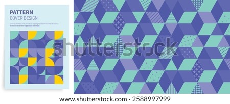 Cover design template. 3d blocks structure background. Abstract geometric design. Wall of cubes. Vector illustration for brochure, annual report, magazine, poster, cover, presentation, flyer or banner