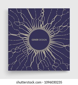 Cover design template. 3d technology style with particle. Vector illustration. Futuristic connection structure for chemistry and science.