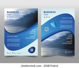Design-Vorlage A4. Flyer-Poster-Broschüre, Vektorset mit Foto und blauem Hintergrund. 2 in 1 bearbeitbare Layoutkollektion.