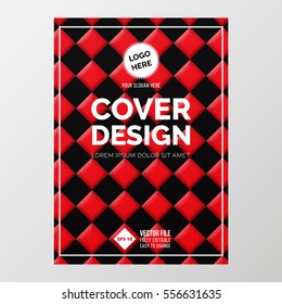 Cover Design Template in A4 size. Red and black squares. Annual report brochure design vector. Flyer layout with abstract background