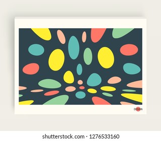 Cover design template. Abstract background with color circles. 3d vector illustration.